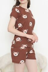 Şortlu Pijama Takımı Koyukahve - 390.1287.