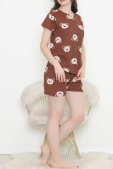 Şortlu Pijama Takımı Koyukahve - 390.1287.