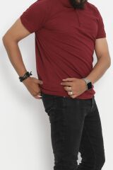 Polo Yaka Tişört Bordo - 16518.1778.