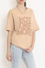 Baskılı Oversize Tişört Vizon - 16504.1567.