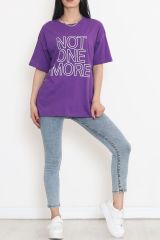 Baskılı Oversize Tişört Mor - 16504.1567.