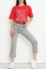 Baskılı Oversize Tişört Kırmızı - 16504.1567.
