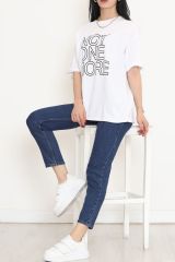 Baskılı Oversize Tişört Beyaz - 16504.1567.