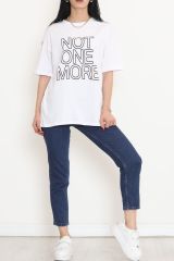 Baskılı Oversize Tişört Beyaz - 16504.1567.