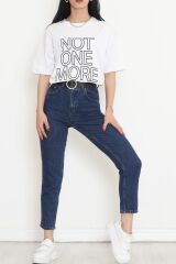 Baskılı Oversize Tişört Beyaz - 16504.1567.
