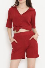 Polo Yaka Şortlu Takım Bordo - 11259.1567.
