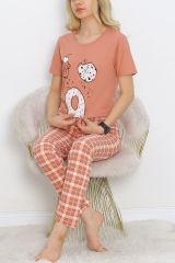 Desenli Pijama Takımı Açıkkahve - 18735.1567.