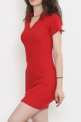 Kaşkorse Polo Yaka Elbise Kırmızı - 15273.1567.