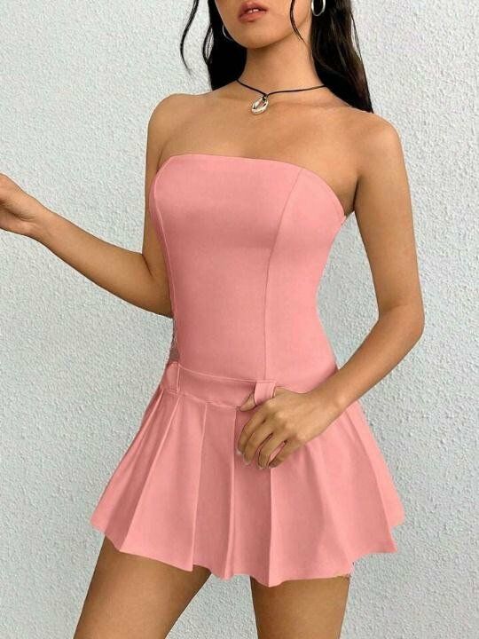Kadın Dalgıç Krep Kumaş Askısız Basic Mini Elbise
