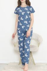 Desenli Pijama Takımı İndigo - 130.1287.
