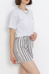 Oversize Baskılı Tişört Gri - 16493.1567.