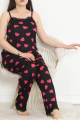 İp Askılı Battal Pijama Takımı Fuşyasiyah - 174.1287.