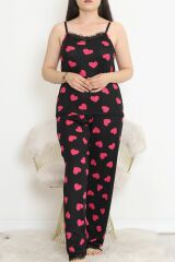 İp Askılı Battal Pijama Takımı Fuşyasiyah - 174.1287.