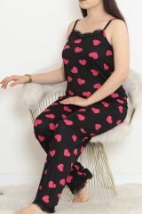 İp Askılı Battal Pijama Takımı Fuşyasiyah - 174.1287.