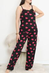 İp Askılı Battal Pijama Takımı Fuşyasiyah - 174.1287.