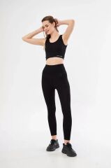 Crop Tayt İkili Spor Takımı - Siyah