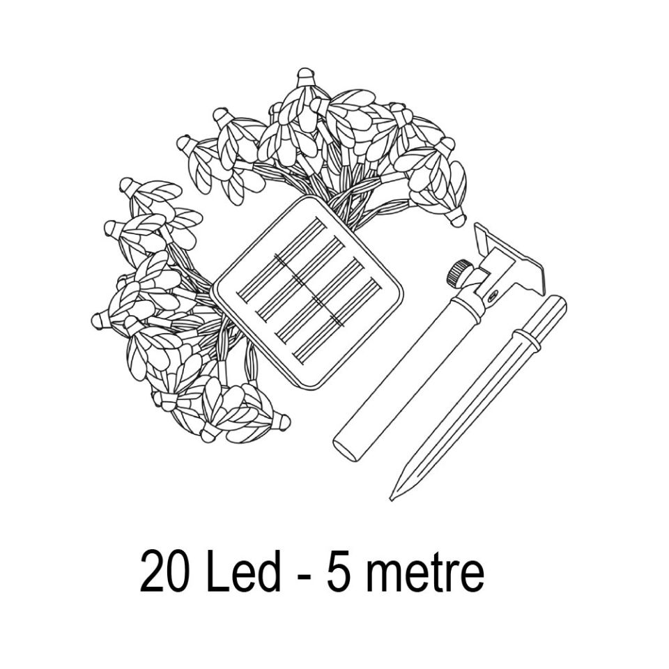Günışığı Solar 5 Metre 7 Mod Işık Zinciri 20W 3200K