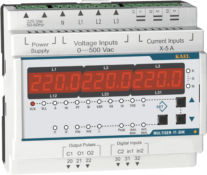 Kael  MULTISER-11-DIN ŞEBEKE ANALİZÖRÜ TFT EKRAN