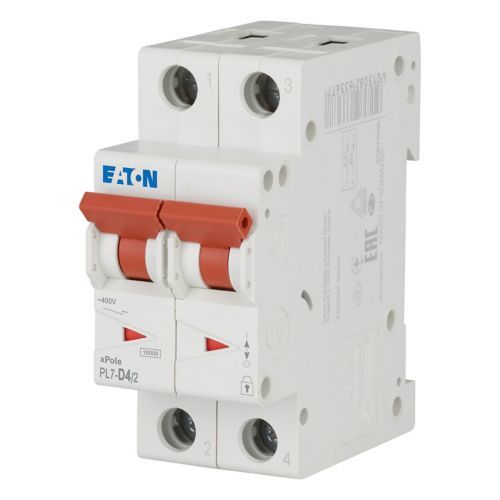 Eaton PL7-D4/2 Minyatür Devre Kesici - 10kA - D eğrisi - 2x4A (263367)