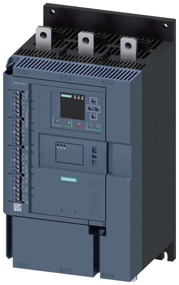 Siemens 3RW5548-6HA14 SIRIUS yumuşak yol verici 200-480 V 570 A,  315kW/400 V,  110-250 V AC vidalı bağlantı,  ağır şartlara uygun