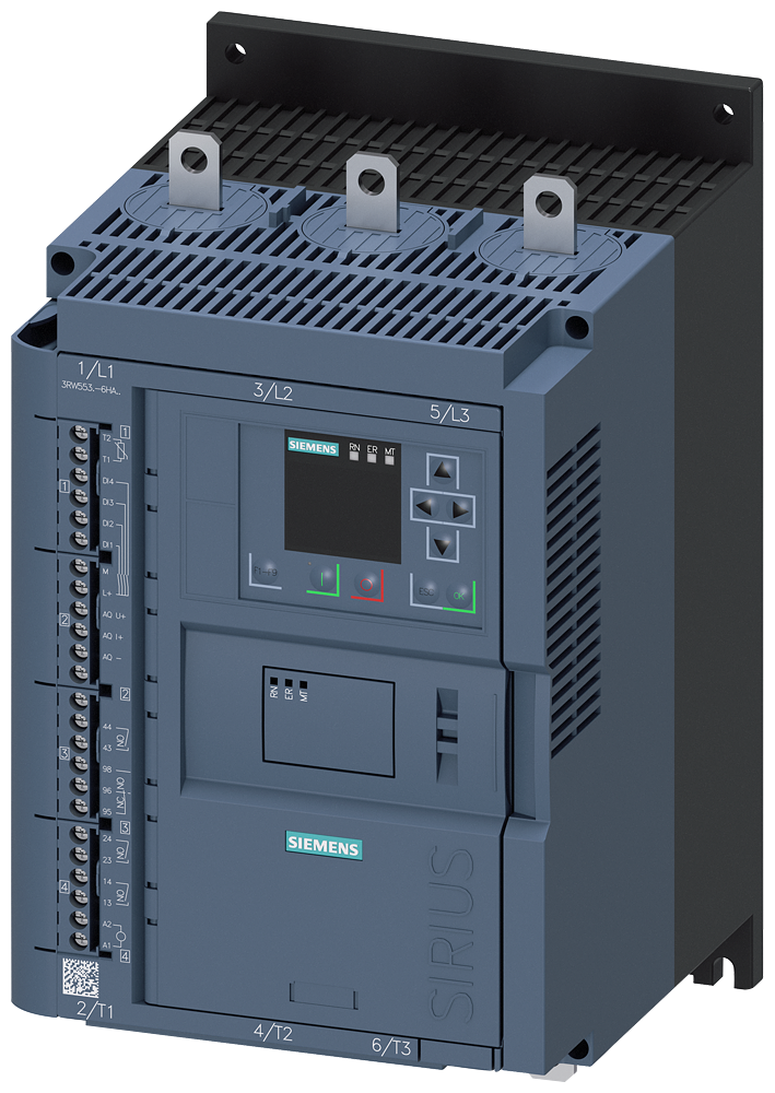 Siemens 3RW5535-6HA14 SIRIUS yumuşak yol verici 200-480 V 143 A, 75kW/400 V, 110-250 V AC vidalı bağlantı, ağır şartlara uygun