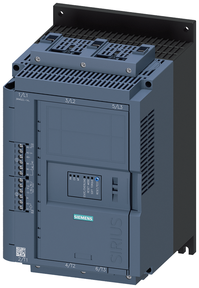 Siemens 3RW5224-1AC14 SIRIUS yumuşak yol verici 200-480 V 47 A, 22kW/400 V, 110-250 V AC vidalı bağlantı, analog çıkışlı