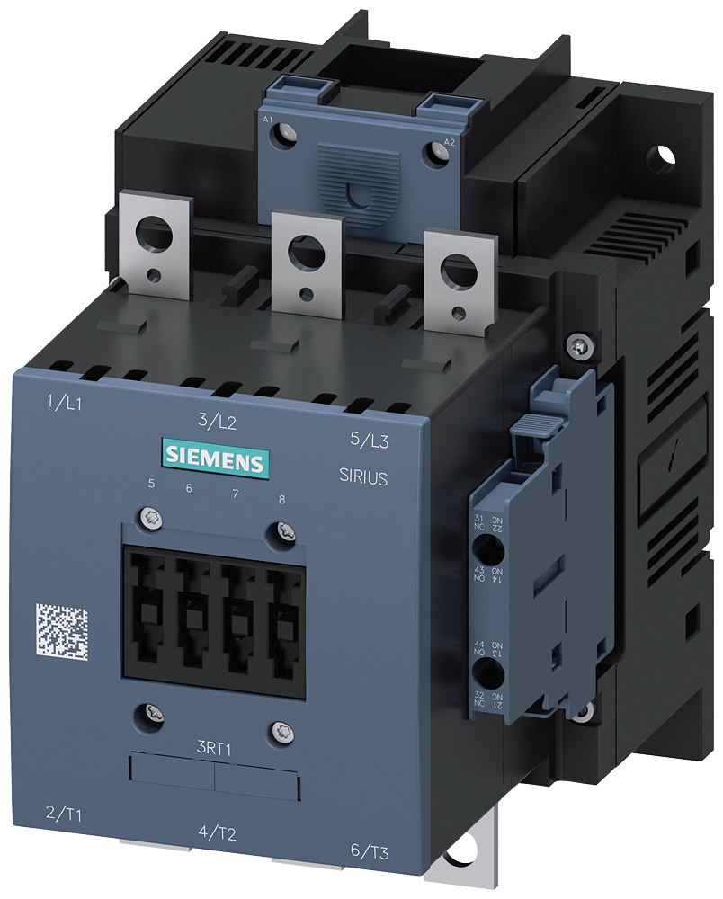 Siemens 3RT1055-6AB36 Güç kontaktörü, AC-3e/AC-3 150 A, 75 kW / 400 V AC (50-60 Hz) / DC Uc: 23-26 V 3 kutuplu, yardımcı kontaklar 2 NO + 2 NC sürücü: konvansiyonel ana devre: bara kontrolü ve yardımcı devre: vidalı terminal