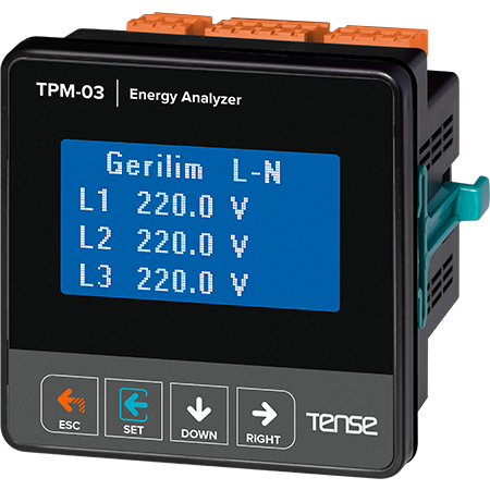 Tense (TPM-03) Şebeke Analizörleri (2-63.Harmonik Ölçümü,Nötr Akım Ölçümü,RS-485 Haberleşmeli)