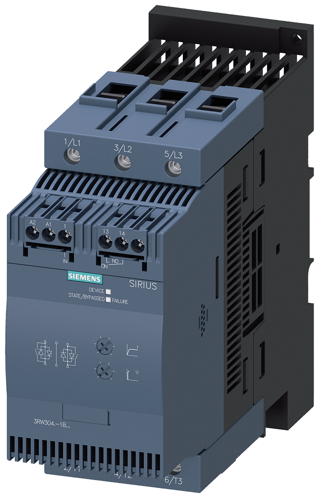 Siemens 3RW3046-1BB14 SIRIUS yumuşak yol verici S3 80 A, 45 kW/400 V,  200-480 V AC, 110-230 V AC/DC Vidalı bağlantı