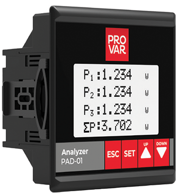 Provar (PAD-02M) Gelişmiş Model Haberleşmeli Enerji Analizörü (Giriş-Çıkış Kontrol)