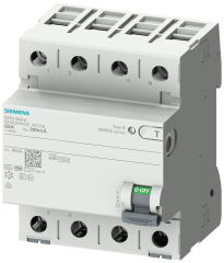 Siemens 5SV3342-4 SIQUENCE SERİSİ HATA AKIMI KORUMA ANAHTARI (FREKANS KONVERTÖRLERİ, UPS SİSTEMLERİ, TIBBİ CİHAZLAR vs); 25A; 400V; 30mA; 3FAZ+NÖTR; TİP B,K, 70mm