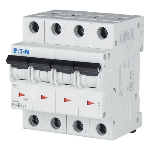 Eaton PL6-D6/4 Minyatür Devre Kesici - 6kA - D eğrisi - 4x6A (166553)