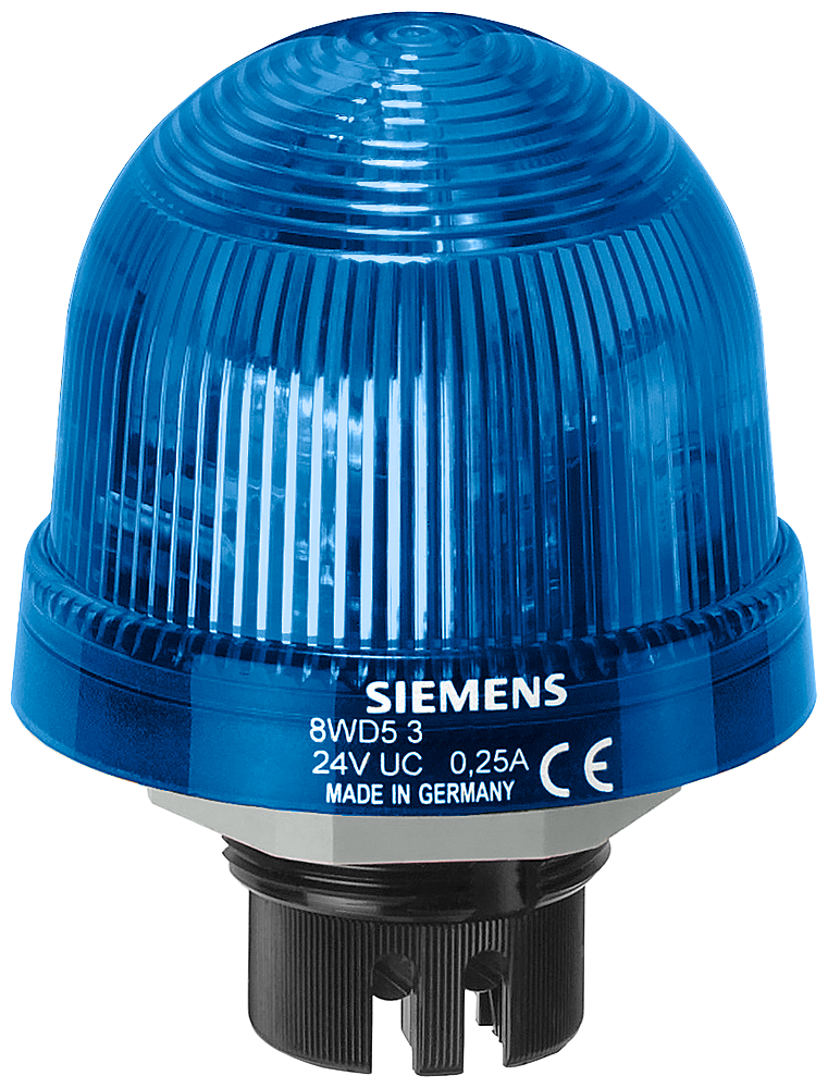 Siemens 8WD5300-1AF 8WD, BA15d Ampul/ LED Uyumlu (LED ya da Ampül Ayrı Sipariş Edilir) , Tekli Sinyal Elemanı , 12-230VAC-DC, IP 65, Kalıcı Işıklı, Mavi