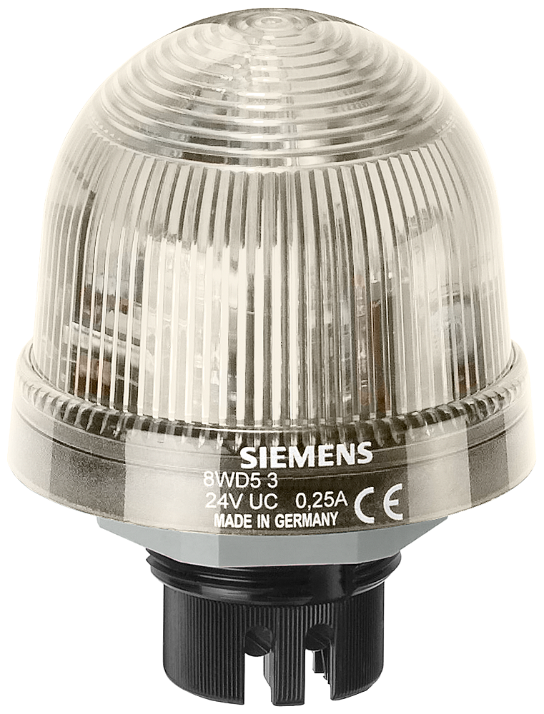 Siemens 8WD5300-1AE 8WD, BA15d Ampul/ LED Uyumlu (LED ya da Ampül Ayrı Sipariş Edilir) , Tekli Sinyal Elemanı , 12-230VAC-DC, IP 65, Kalıcı Işıklı,Şeffaf