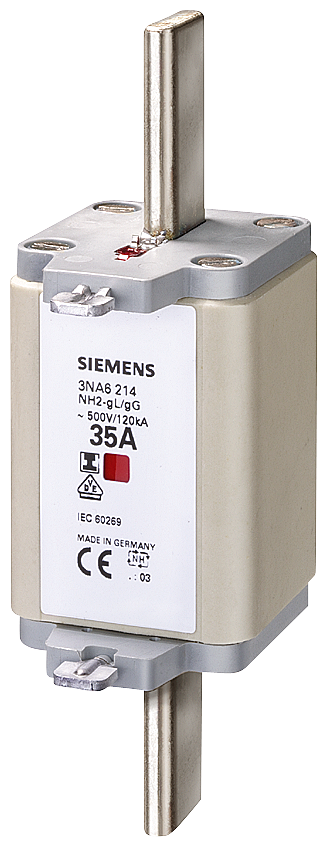 Siemens 3NA6260 STEATİT(SERAMİK) GÖVDELİ NH-BIÇAKLI SİGORTA BUŞONU; 400A; BOY 2; GENİŞLİK 57.8mm; İLAVE ÖN YÜZEY BAYRAK GÖSTERGELİ İZOLE KAPAKLI TİP