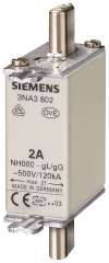 Siemens 3NA3836-8 21 mm genişliğe sahip NH-bıçaklı sigorta buşonları