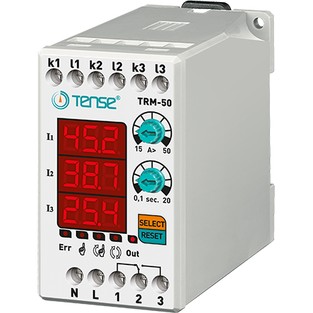 Tense (TRM-50) 15-50A ARASI AYARLI,AKIM TRAFOSU (K-L) BAĞLANTILI ,DİJİTAL TERMİK RÖLESİ