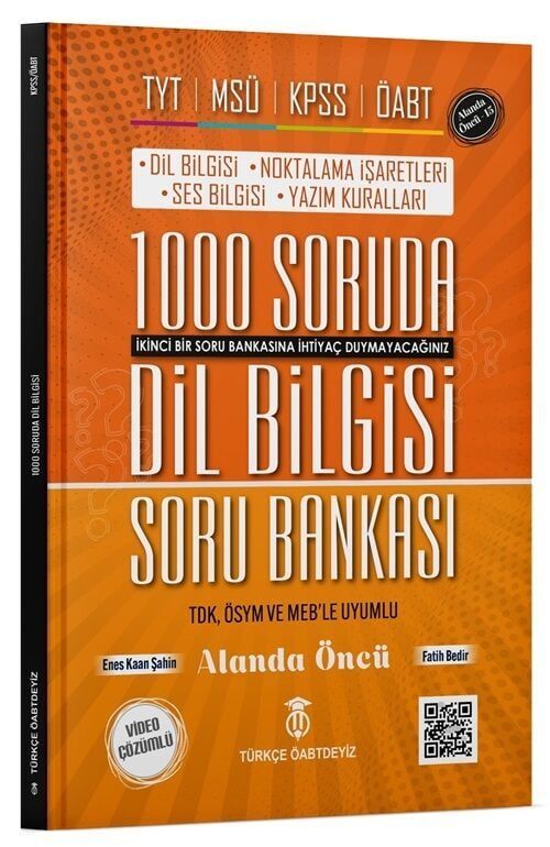 Türkçe ÖABTDEYİZ KPSS ÖABT TYT MSÜ Dil Bilgisi 1000 Soruda Soru Bankası - Enes Kaan Şahin Türkçe ÖABTDEYİZ