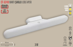 CATA CT-5249 MARTI ŞARJLI MIKNATISLI 3 KADEMELİ LED ARMATÜR