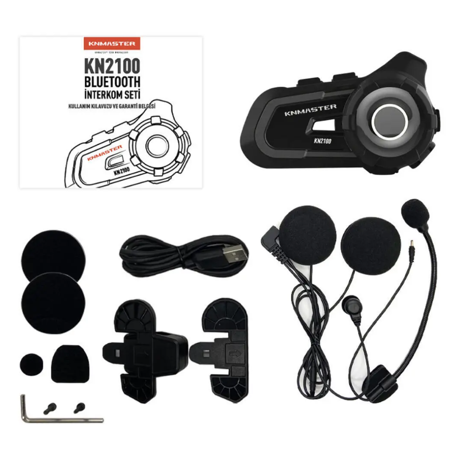 Knmaster KN2100 Motosiklet Kask İnterkom Bluetooth Intercom Kulaklık Seti