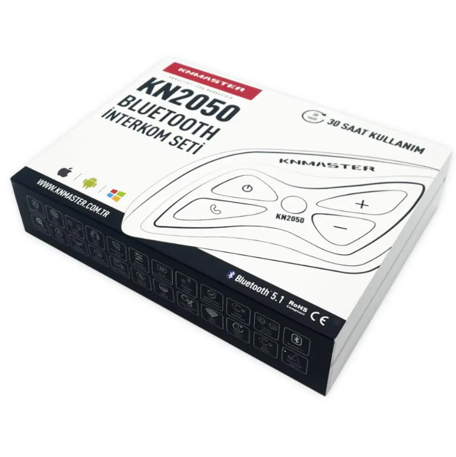 Knmaster KN2050 Motosiklet Kask İnterkom Bluetooth Intercom Kulaklık Seti