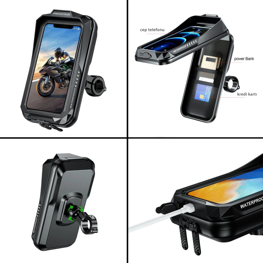 Knmaster TT-850 Su Geçirmez Tüm Motosikletlere Uygun Telefon Tutucu