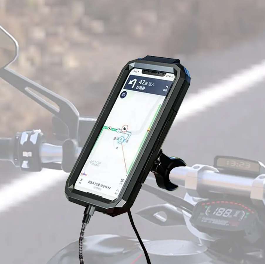 Knmaster TT-950WU Titreşim Engelleyici Kablosuz ve Usb’li Tüm Motosikletlere Uygun Telefon Tutucu