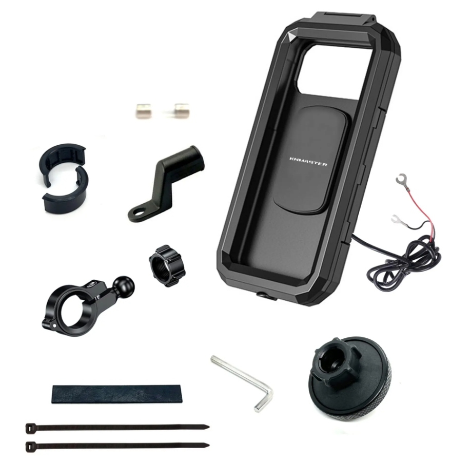 Knmaster TT-950WU Titreşim Engelleyici Kablosuz ve Usb’li Tüm Motosikletlere Uygun Telefon Tutucu