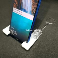 Gümüş Varaklı Epoksi Telefon Tutucu Çok Işlevli Anahtarlık