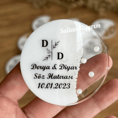 1 Adet  6 Cm İncili Söz Nişan Düğün Kız Erkek Bebek Yenidoğan Sünnet Hediyelik Buzdolabı Magneti