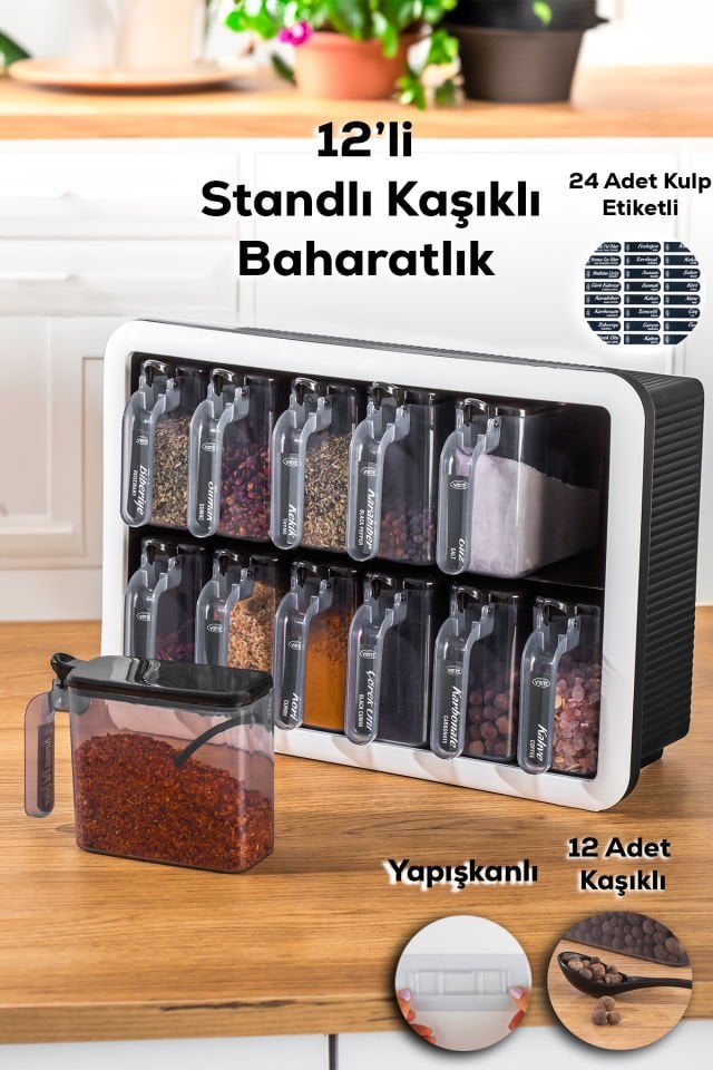 Porsima 1165 Siyah Beyaz 12'li Random Baharatlık-Simple Baharatlık