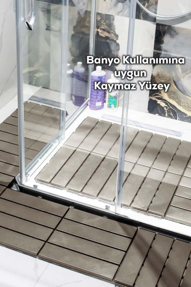 Porsima 1177 Bahçe Balkon Teras Banyo Paspası 3lü Dış Mekan Karosu Latte