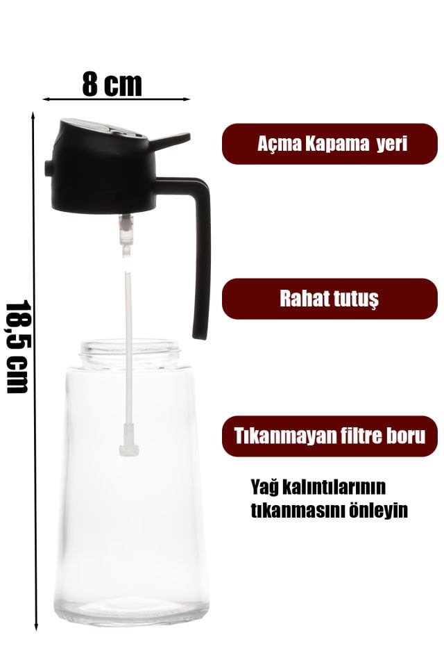 Porsima ALK-3157 Çok Amaçlı Cam Sprey Şişe -Yağdanlık Limon Sirke Sos Püskürtücü, Sızdırmaz Yağdanlık Sarı