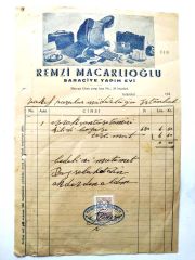 Remzi MACARLIOĞLU - Saraciye yapım evi  / Fatura - Efemera